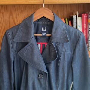 Trench Coat Belted Dark Wash Jean Denim